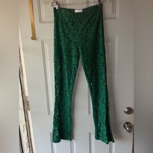 Sandro Paris green floral lace pants size 38 EU 6 US